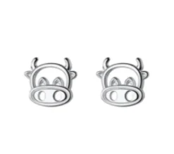 Cow Earrings Sterling SIlver Studs*