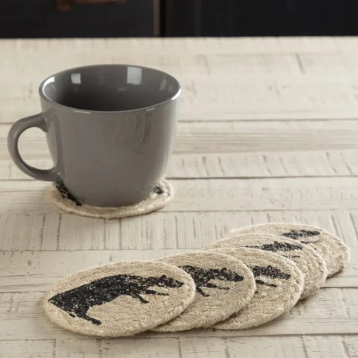 Cow or Pig Jute Country Coaster Sets of 6-Sawyer Mill