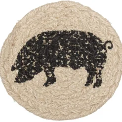 Cow or Pig Jute Country Coaster Sets of 6-Sawyer Mill