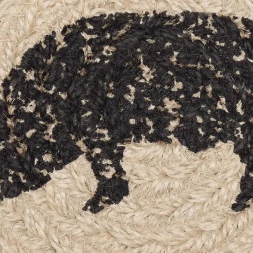 Cow or Pig Jute Country Coaster Sets of 6-Sawyer Mill