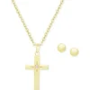 Cross Girl's Sterling Silver Earring & Necklace Set