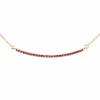 .18ct G SI 14K Yellow Gold Natural Ruby Gemstone Bar Pendant Necklace 18" Long