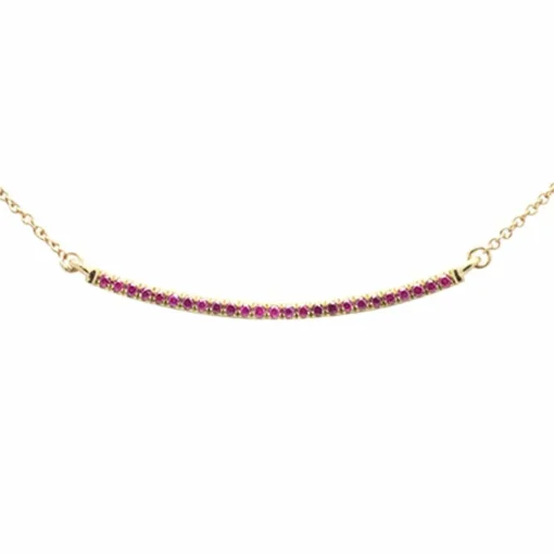 .18ct G SI 14K Yellow Gold Natural Ruby Gemstone Bar Pendant Necklace 18" Long