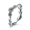 Daisy Freeform Rings Very Unique! Sterling Silver with Cubic Zirconia
