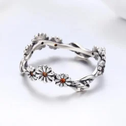 Daisy Freeform Rings Very Unique! Sterling Silver with Cubic Zirconia