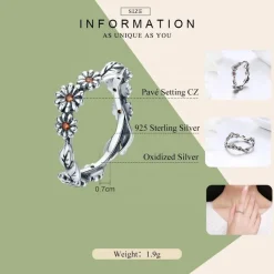 Daisy Freeform Rings Very Unique! Sterling Silver with Cubic Zirconia