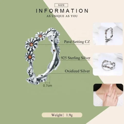 Daisy Freeform Rings Very Unique! Sterling Silver with Cubic Zirconia