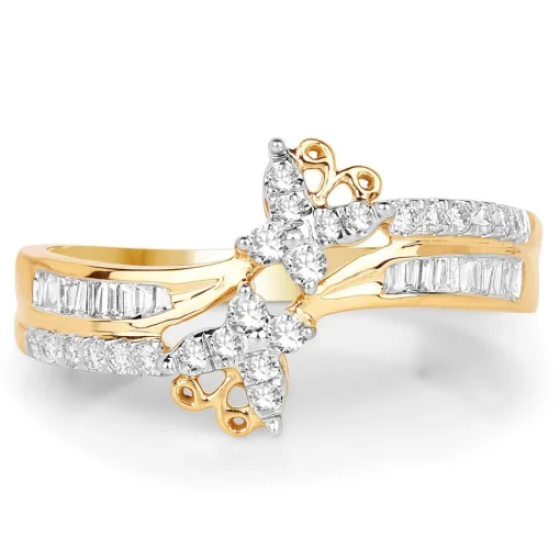 Diamond Butterfly Ring 14K Yellow Gold