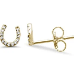 Diamond Horseshoe Earrings 14K Gold
