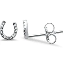 Diamond Horseshoe Earrings 14K Gold