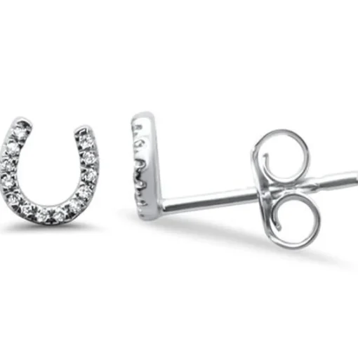 Diamond Horseshoe Earrings 14K Gold