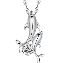 Dolphin Necklaces (4 Styles) in 925 Silver with Blue Cubic Zirconia