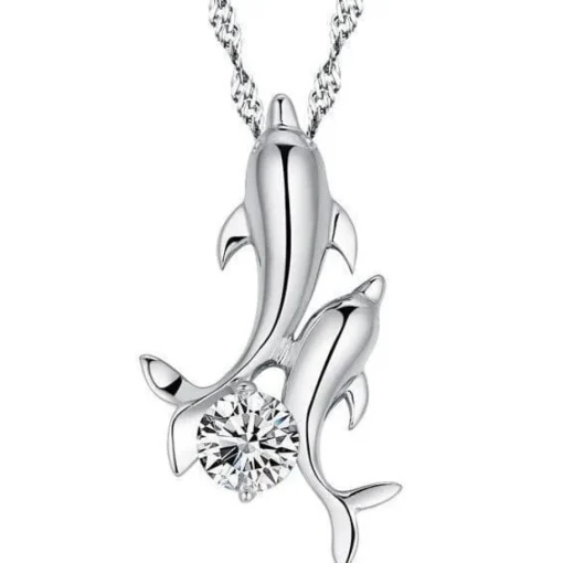 Dolphin Necklaces (4 Styles) in 925 Silver with Blue Cubic Zirconia