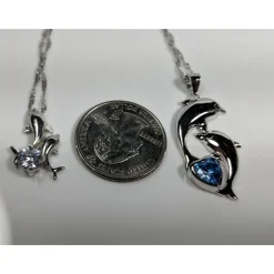 Dolphin Necklaces (4 Styles) in 925 Silver with Blue Cubic Zirconia