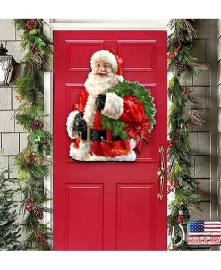 Dona Gelsinger Santa Wreath Wooden Wreath Classic Christmas Decorative Collection