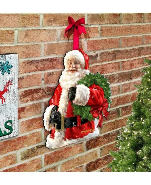 Dona Gelsinger Santa Wreath Wooden Wreath Classic Christmas Decorative Collection