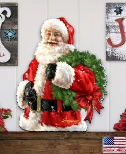 Dona Gelsinger Santa Wreath Wooden Wreath Classic Christmas Decorative Collection