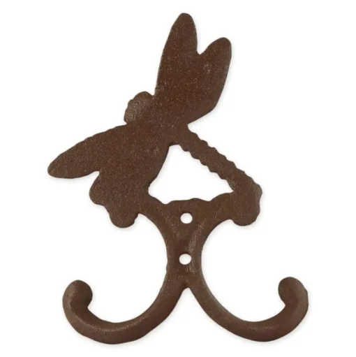 Dragonfly Cast Iron Double Wall Hook Set of 2