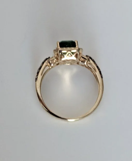 Effy Genuine Emerald and Diamond Halo Ring 14K Gold-Pre-owned