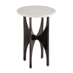 Elroy White Marble Topped Accent Table