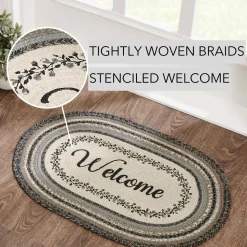 Floral Vine Jute Oval Rug 