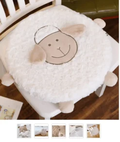 Fluffy Ewe Sheep Plushie, Chair Cushion or Baby Floor Play Mat Embroidered Features *