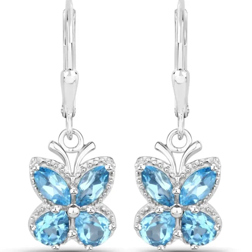 Gemstone Butterfly Earrings in Sterling Silver-Amethyst, Garnet, Peridot or Topaz