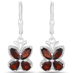 Gemstone Butterfly Earrings in Sterling Silver-Amethyst, Garnet, Peridot or Topaz