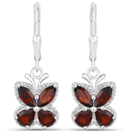 Gemstone Butterfly Earrings in Sterling Silver-Amethyst, Garnet, Peridot or Topaz