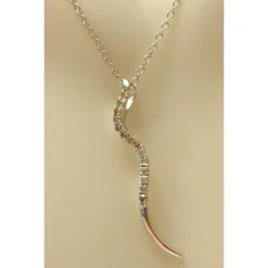 Genuine Diamond SNAKE Pendant in Affordable Sterling Silver--Sparkly and Beautiful!
