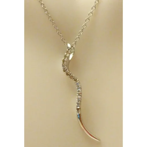 Genuine Diamond SNAKE Pendant in Affordable Sterling Silver--Sparkly and Beautiful!