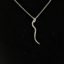 Genuine Diamond SNAKE Pendant in Affordable Sterling Silver--Sparkly and Beautiful!