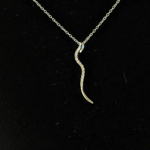 Genuine Diamond SNAKE Pendant in Affordable Sterling Silver--Sparkly and Beautiful!