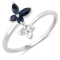 Genuine Gemstone Butterfly Ring in 925 Sterling Silver Elegant