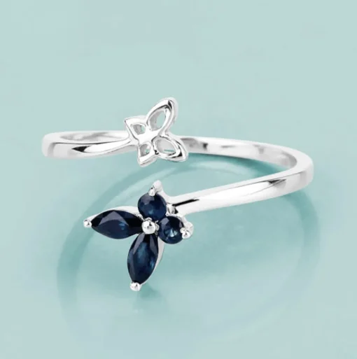Genuine Gemstone Butterfly Ring in 925 Sterling Silver Elegant