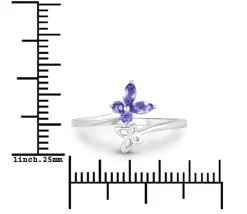Genuine Gemstone Butterfly Ring in 925 Sterling Silver Elegant