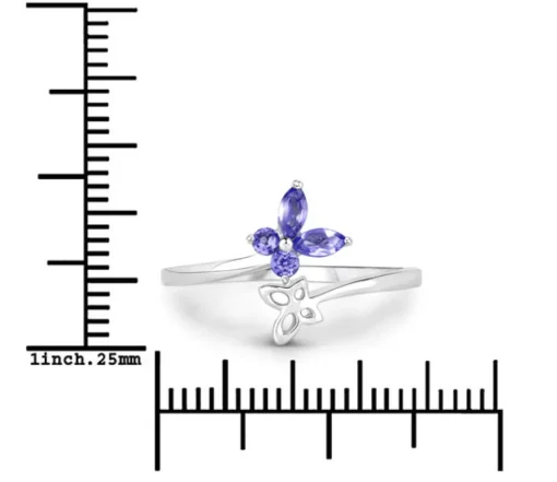 Genuine Gemstone Butterfly Ring in 925 Sterling Silver Elegant