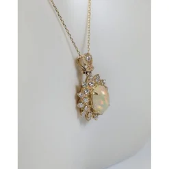 Genuine Opal and Diamond- Pendant