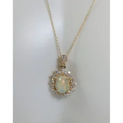 Genuine Opal and Diamond- Pendant