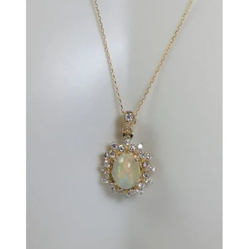 Genuine Opal and Diamond- Pendant