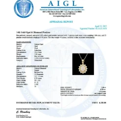 Genuine Opal and Diamond- Pendant