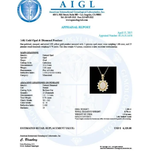 Genuine Opal and Diamond- Pendant