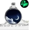 Glow in the dark jewellery, moon necklace, galaxy glass moon necklace, Glowing Pendant *Necklaces