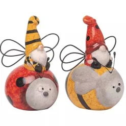 Gnome and Friend Figurines - Bee and Ladybug Decoration