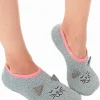 Grey Kitty Cat Fuzzy Footie Slipper Socks With Grips