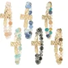 Hammered Cross Natural Stone Bracelets Stretch Variety