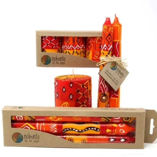 HAND-PAINTED DINNER CANDLES, PAIR (ZAHABU DESIGN)