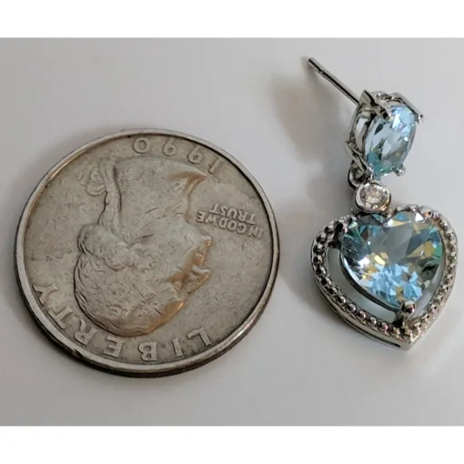 Heart Earrings and Necklace, 10K White Gold, 8CTW of Sky Blue Topaz and Diamonds