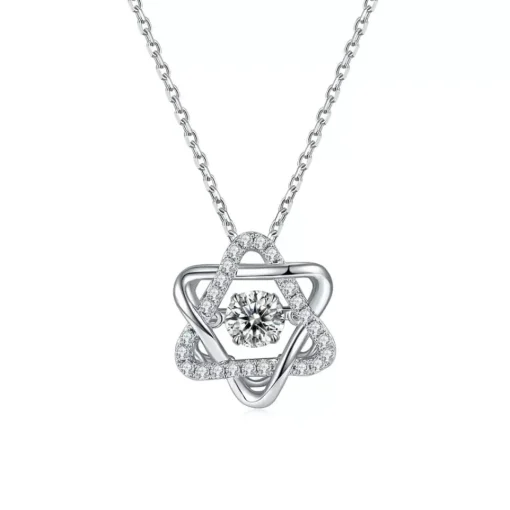 Heart or Star Twinkle Setting Moissanite Luxury Necklaces 925 Sterling Silver