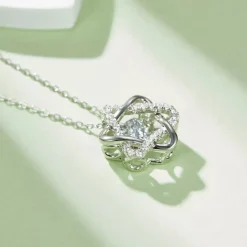 Heart or Star Twinkle Setting Moissanite Luxury Necklaces 925 Sterling Silver